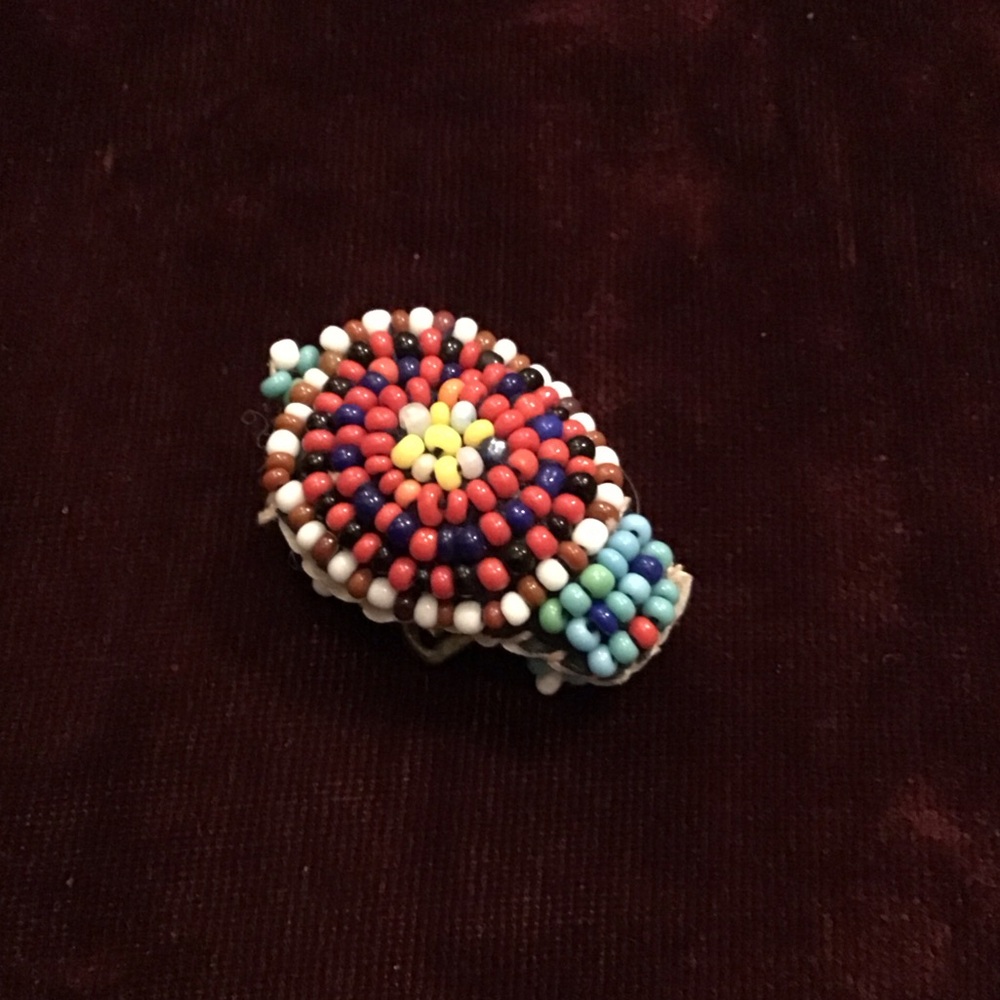 Colorful Vintage Beaded Turtle Brooch
